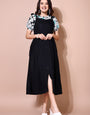 Dashing Black Color Two Piece Dungaree Dress