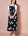 Black Daisy Flower Two Piece Dungaree Dress