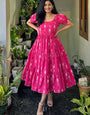 Pink Cotton Printed Dress