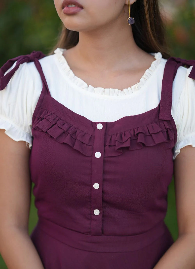 Wine Two Piece Dungaree set