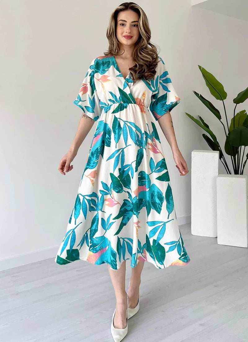 Multi Color printed midi dress