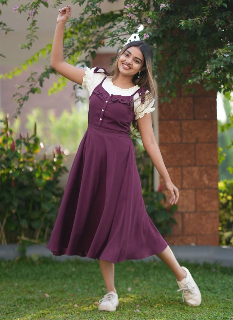 Wine Two Piece Dungaree set