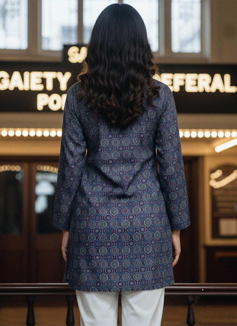 Lavender Digital Printed Muslin Casual Short Kurti