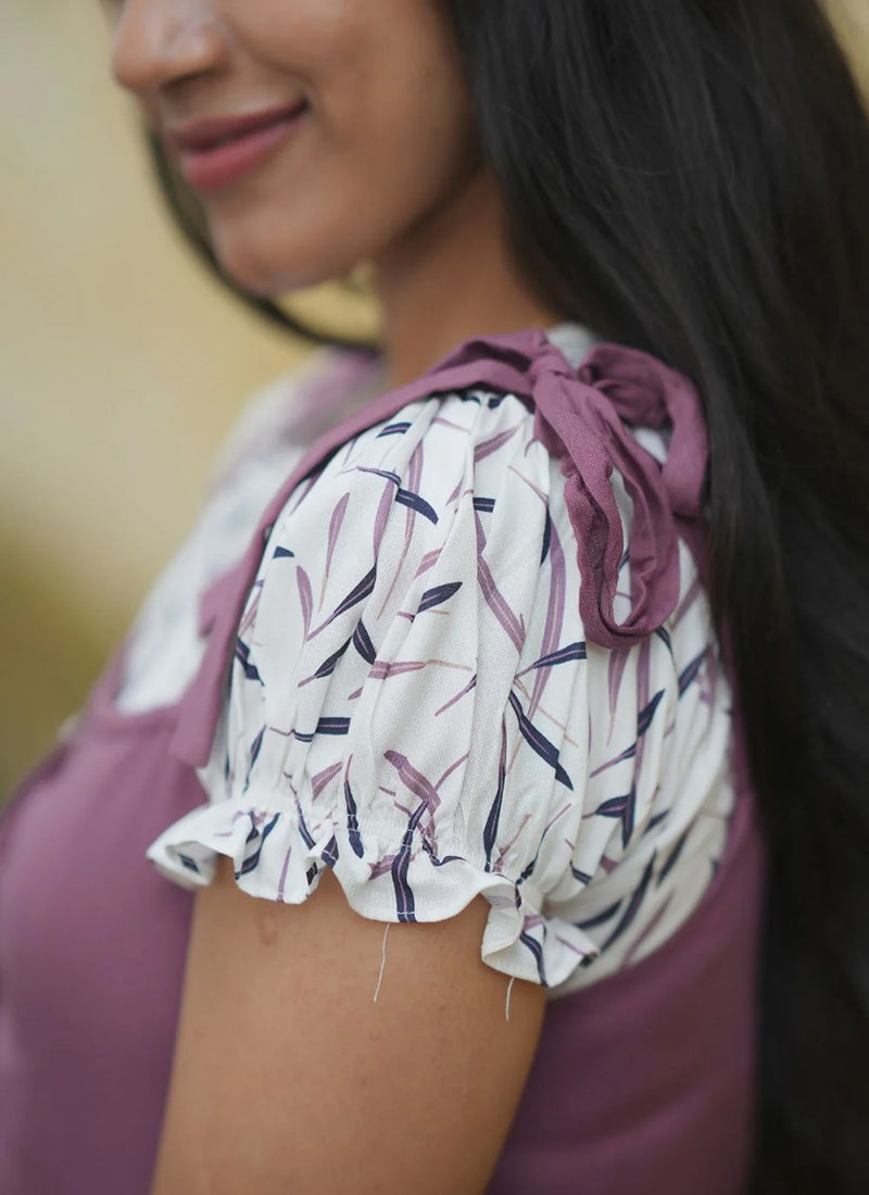Lavender Printed Dungaree Set