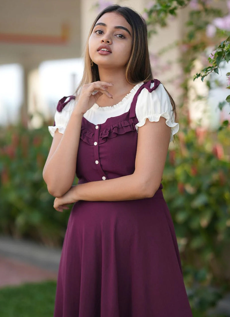 Wine Two Piece Dungaree set
