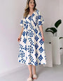 White And Blue Midi Dress