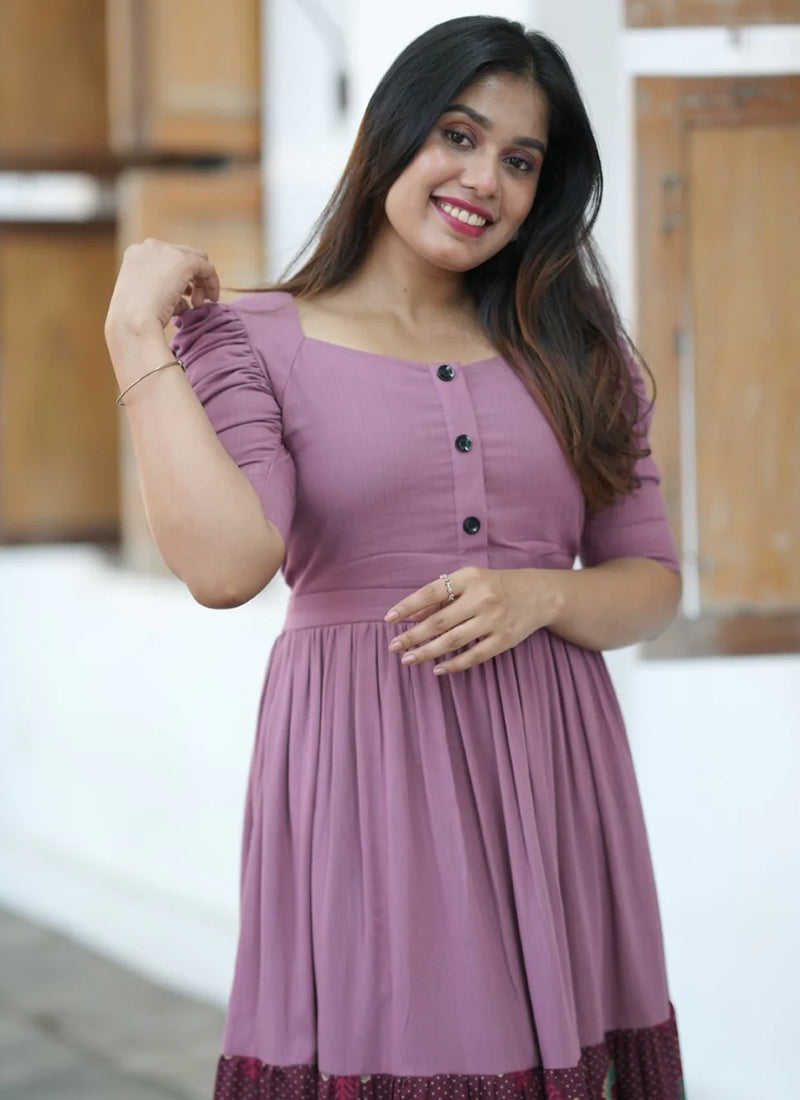 Peach Daman Printed dress