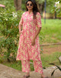 Peach Rayon Cotton Casual Cord-set