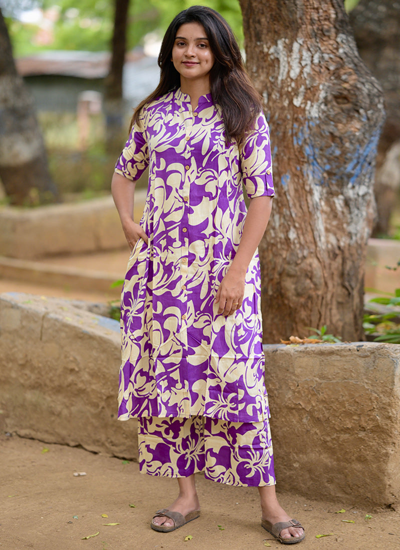 Purple Pure Rayon Cotton Cord-set