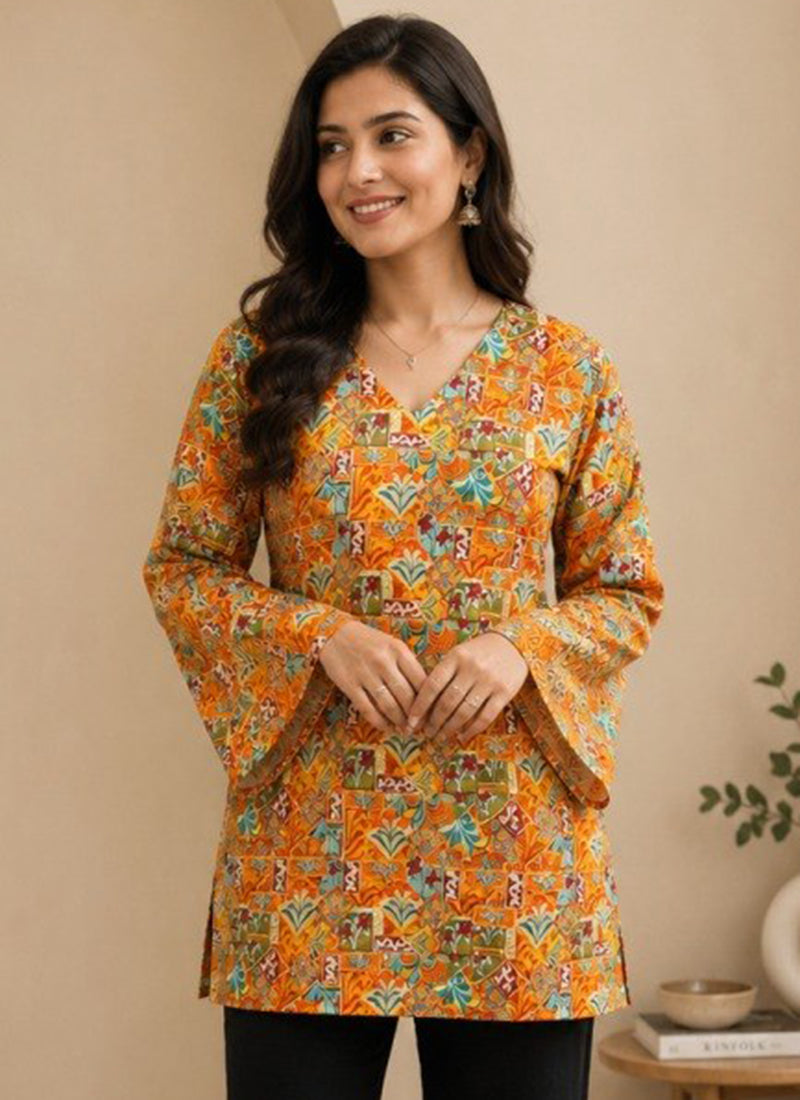 Multi Color Rayon Printed Outwear Kurti