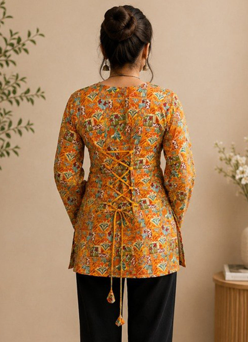 Multi Color Rayon Printed Outwear Kurti