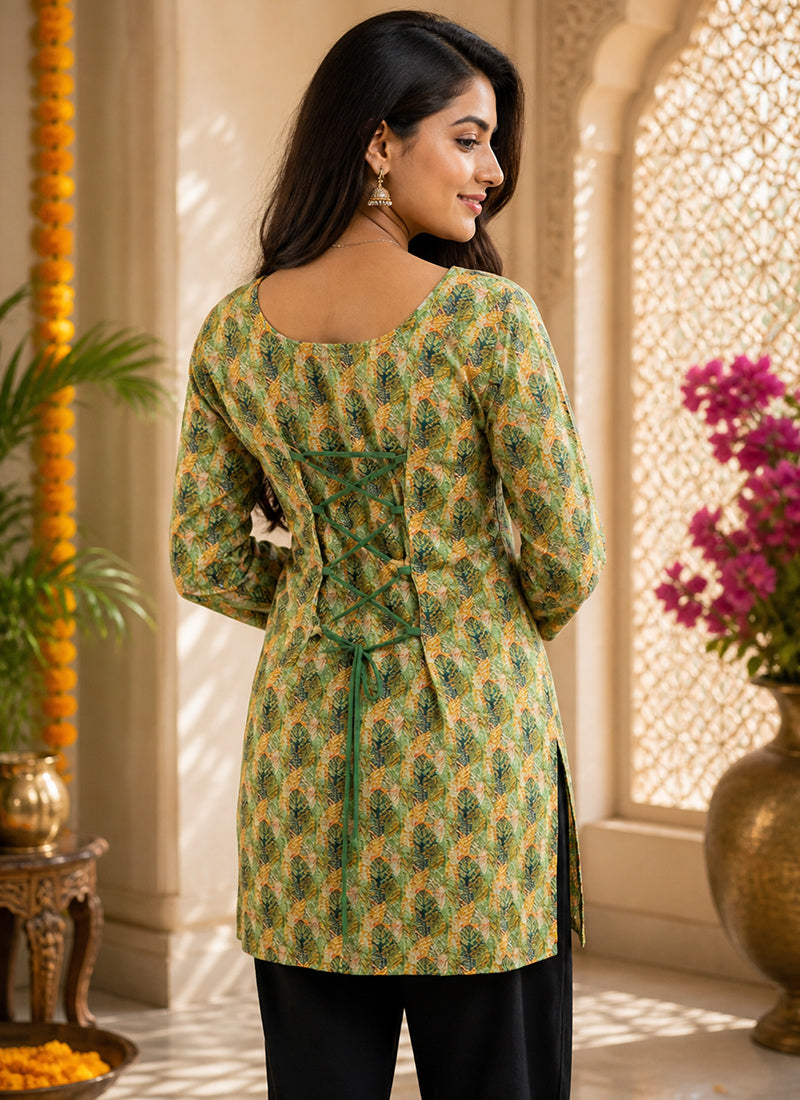 Multicolor Printed Rayon Casual Kurti