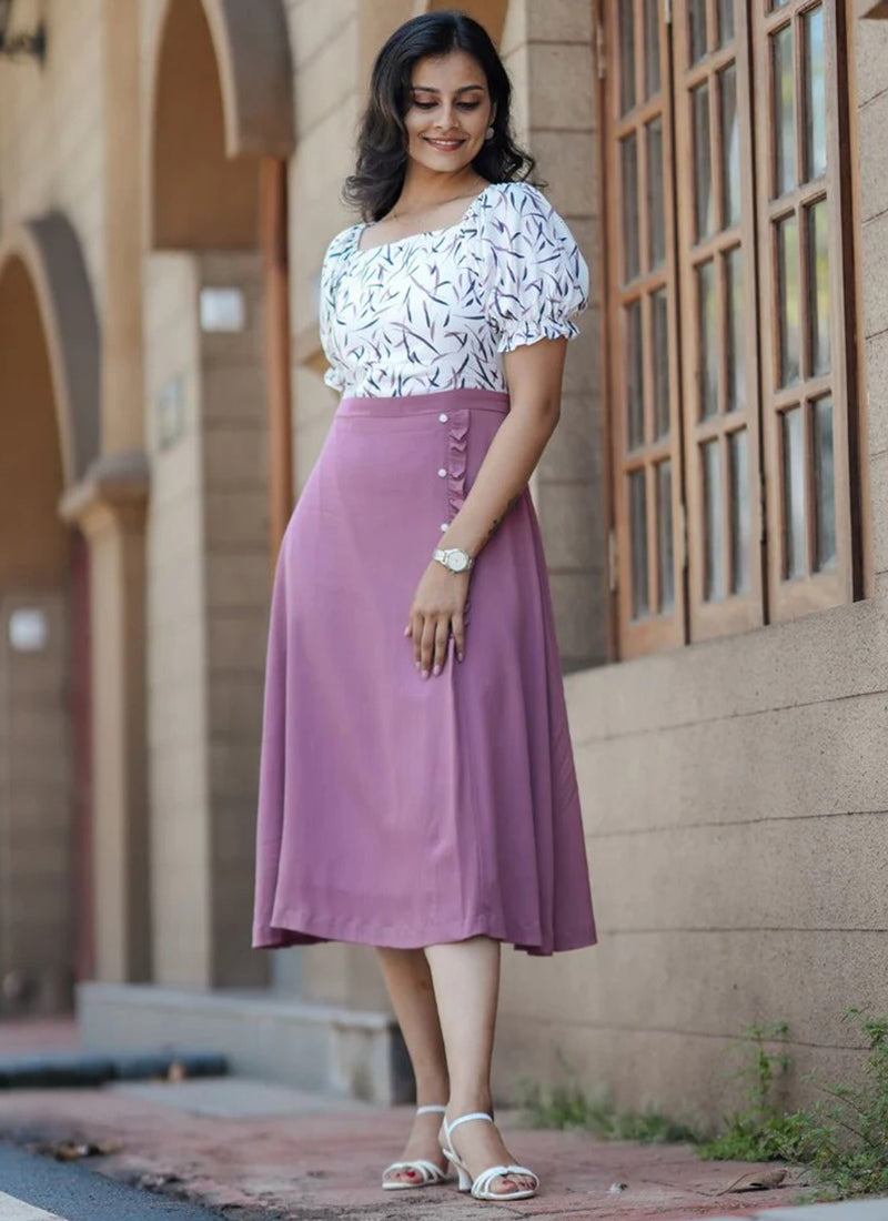 Lavender pink Printed dress