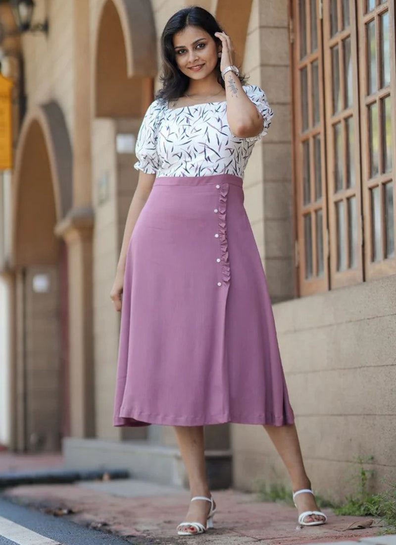 Lavender pink Printed dress