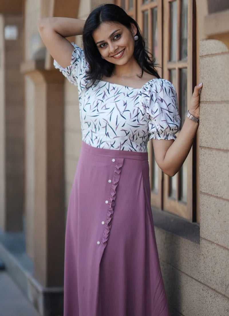 Lavender pink Printed dress