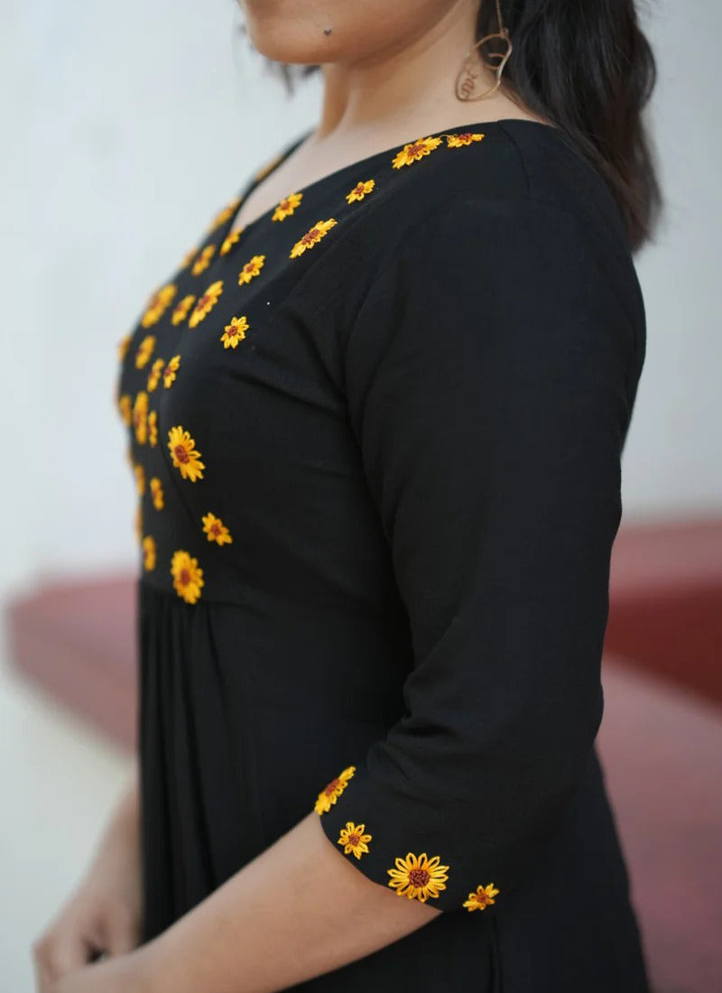 Black Embroidery Maxi Dress