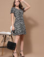 Black Flower Printed Outcast Mini Dress