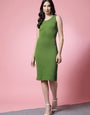 Green Round Neck Lycra Bodycon Dress