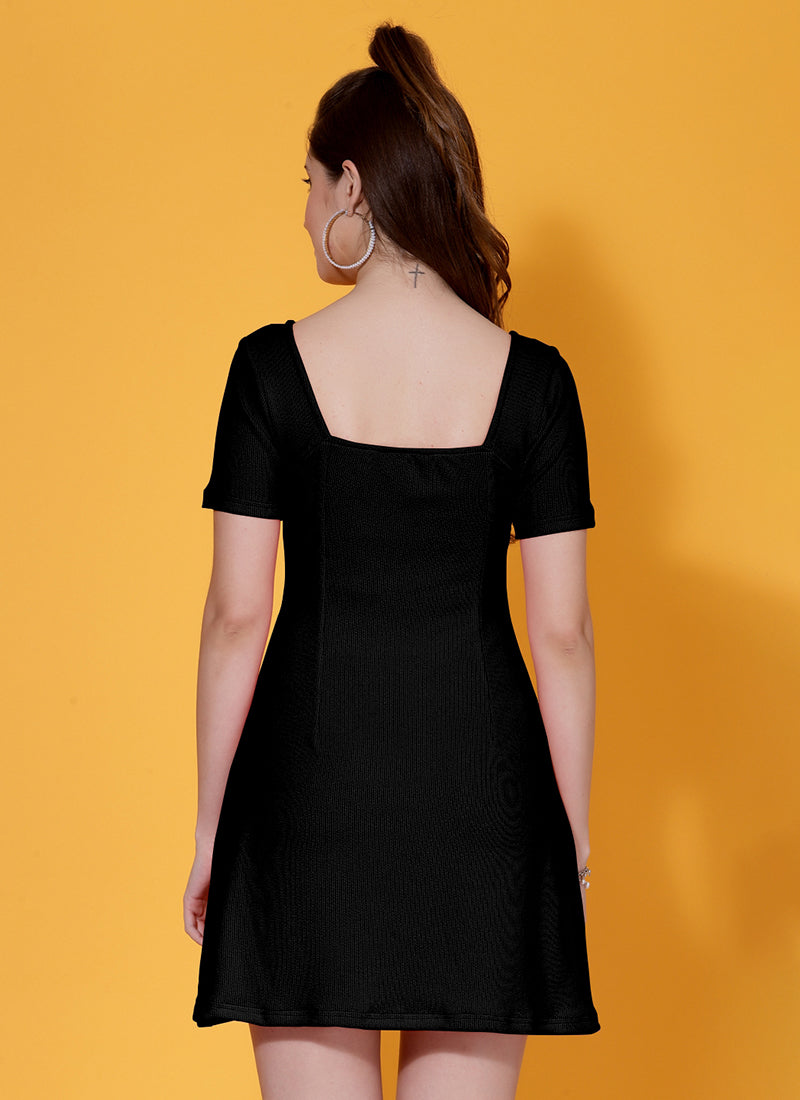 Black Lycra Party Wear Mini Dress