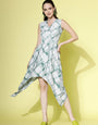 Green And Off White Party Wear Dress