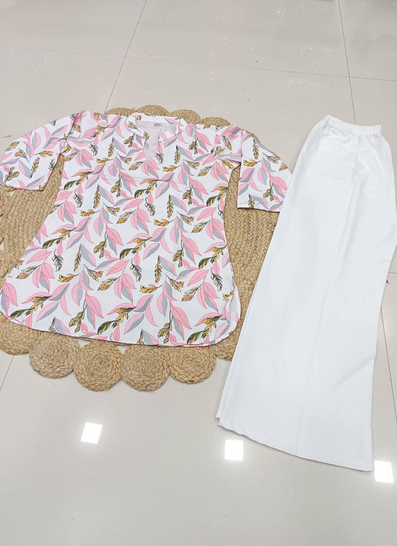 White Floral Printed Rayon OutWear Cord Set