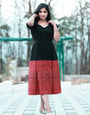 Black And Red Rayon Printed Western Dress