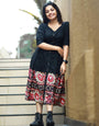 Black Rayon Printed Western Dress