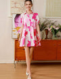 Pink And Cream Cotton Printed One Piece Mini Dress