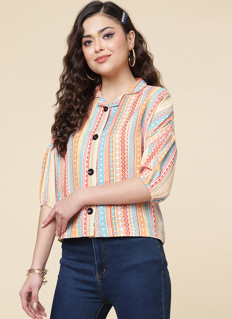 Geometric Print Multi Color Top