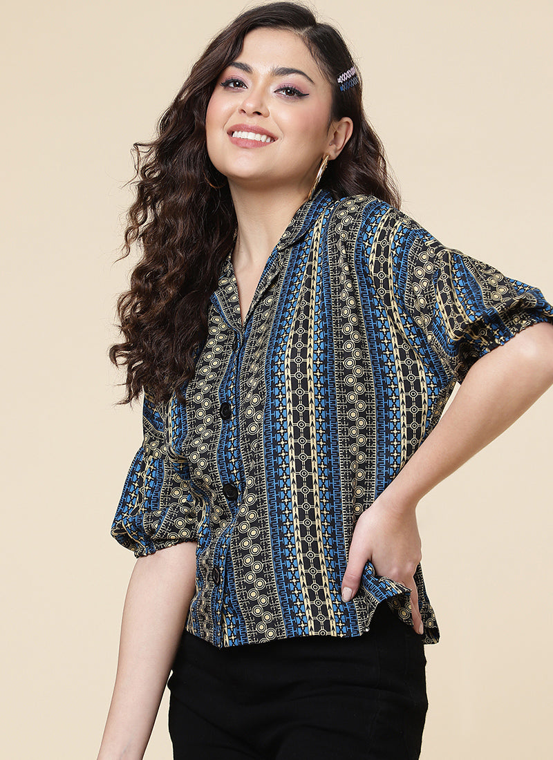 Poly Rayon Multi Strips Top