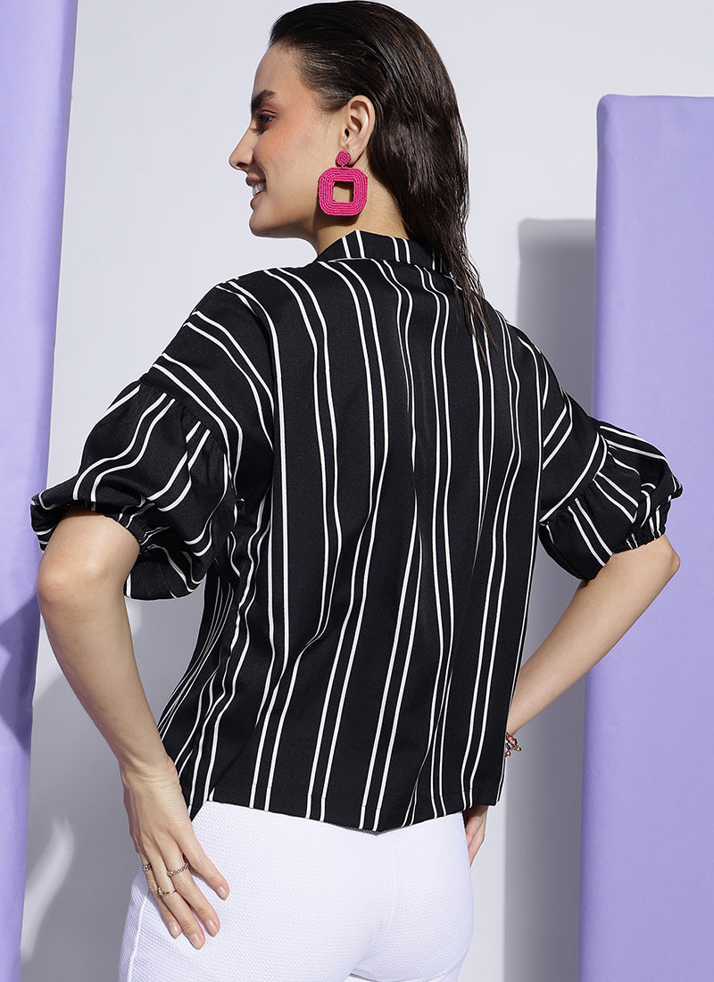 Black Strips Street Wear Top