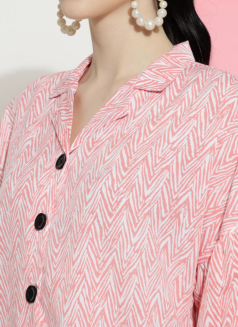 Pink Chevron Print Top