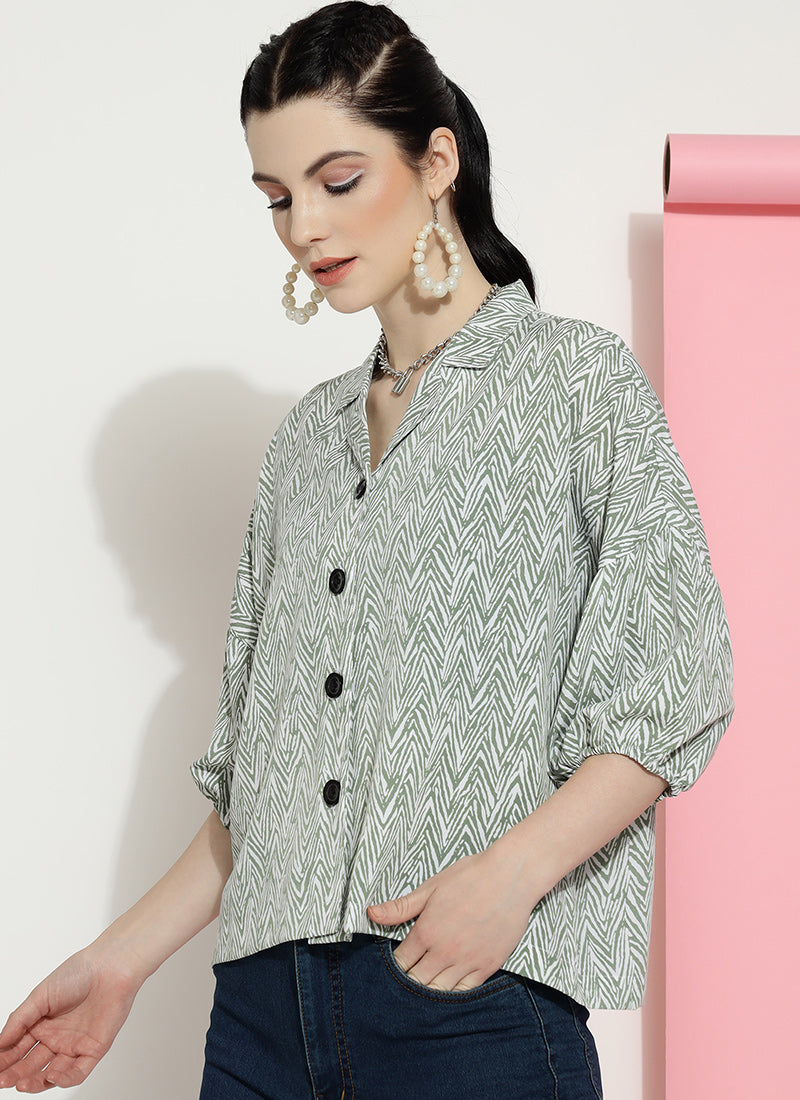 Pista Green Drop Shoulder Sleeve Top