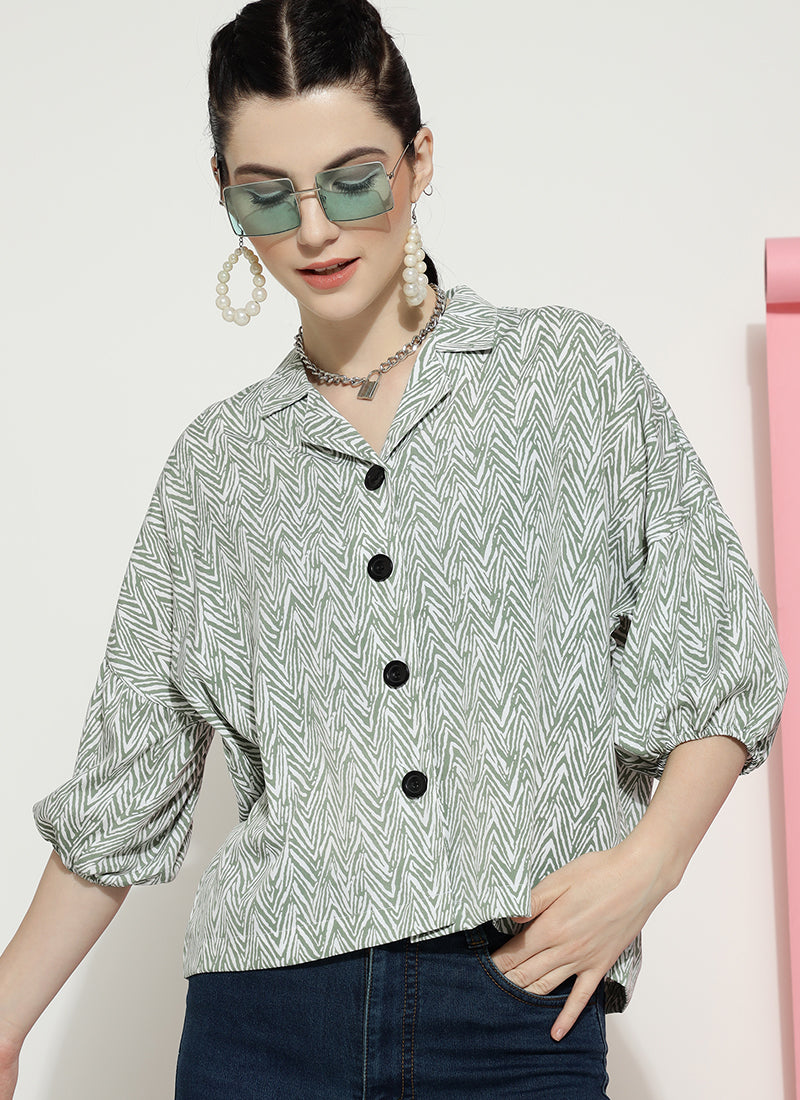 Pista Green Drop Shoulder Sleeve Top