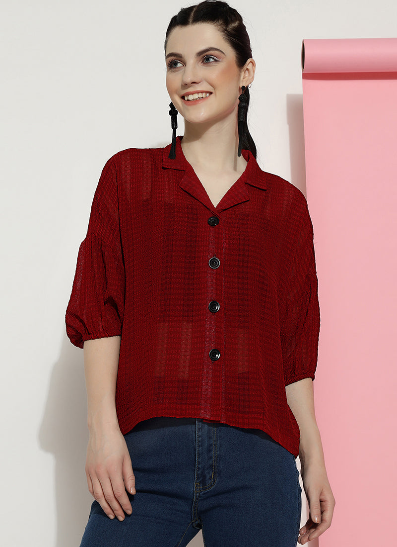 Red Georgette Opaque Shirt