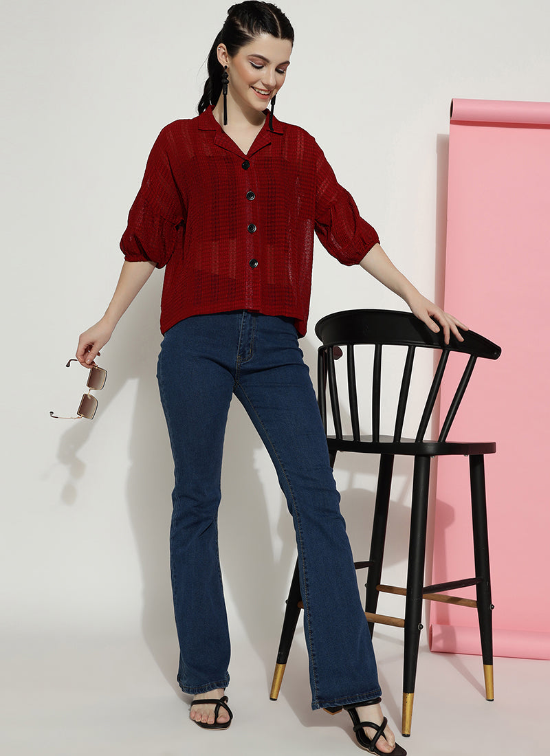 Red Georgette Opaque Shirt