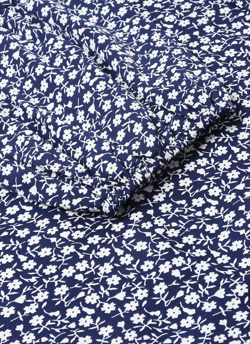 Blue Floral Print Shirt