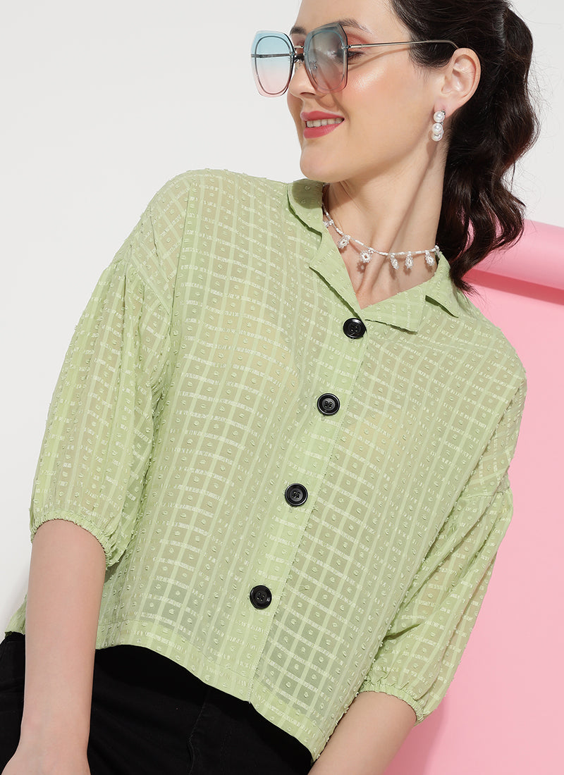 Pista Green Bracelet Sleeve Checked Shirt