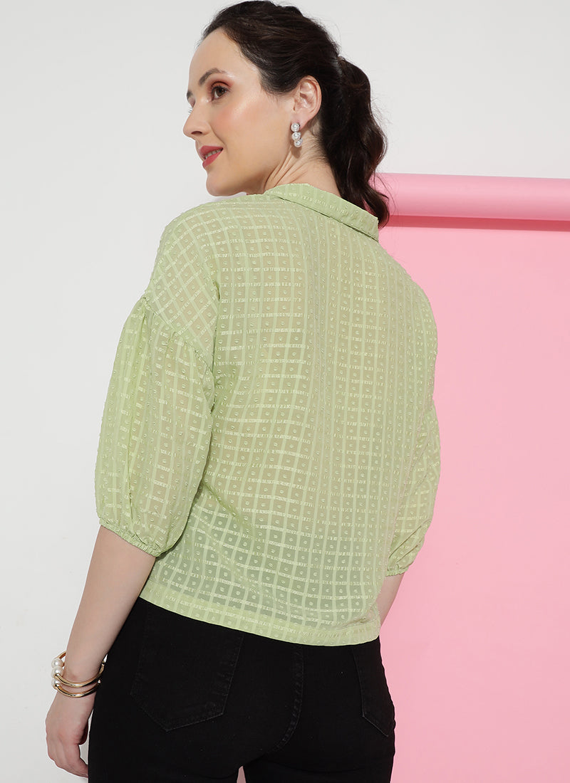 Pista Green Bracelet Sleeve Checked Shirt