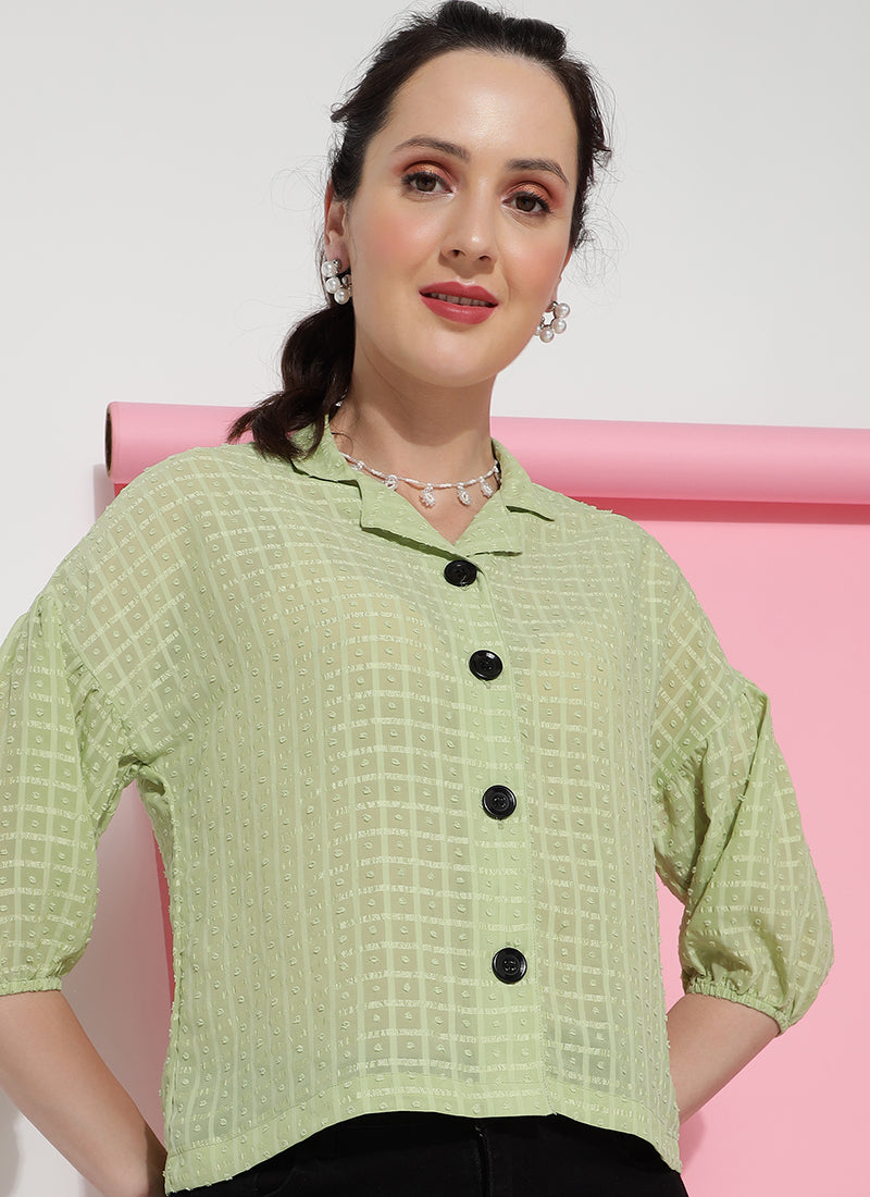 Pista Green Bracelet Sleeve Checked Shirt