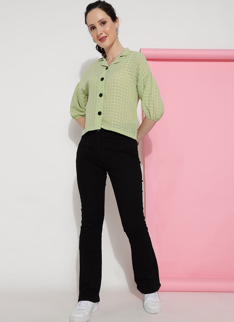 Pista Green Bracelet Sleeve Checked Shirt