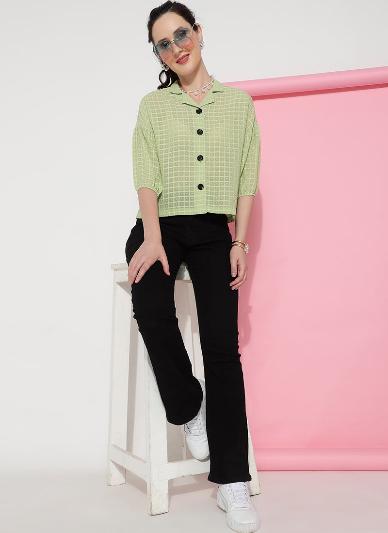 Pista Green Bracelet Sleeve Checked Shirt