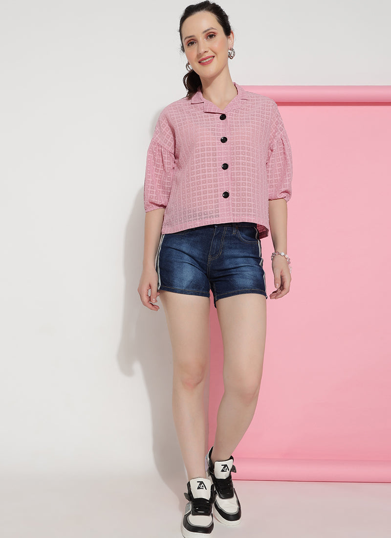 Pink Oversized Boxy Fit Shirt