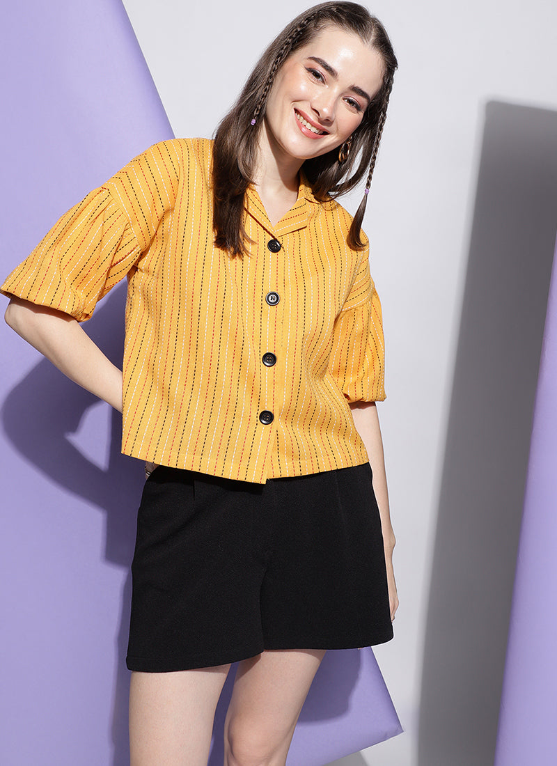 Yellow Strips Boxy Fit Shirt