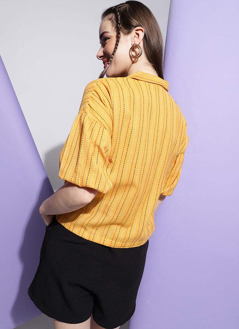 Yellow Strips Boxy Fit Shirt