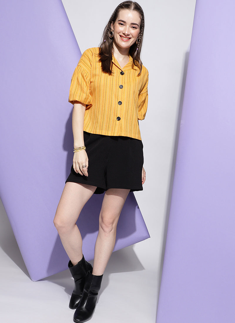 Yellow Strips Boxy Fit Shirt