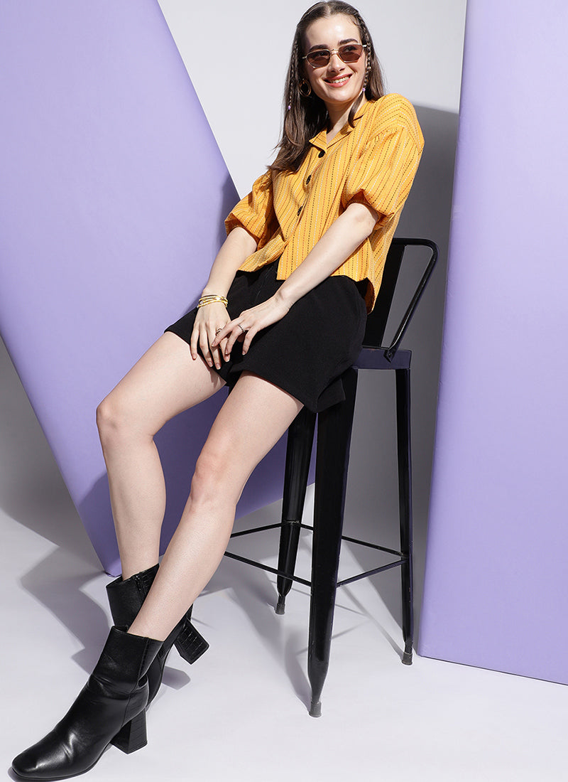 Yellow Strips Boxy Fit Shirt