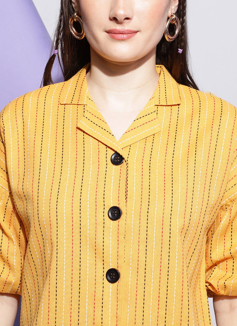 Yellow Strips Boxy Fit Shirt