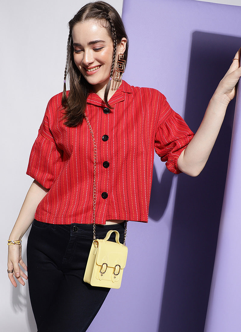 Red Drop Shoulder Party Wear Shirt