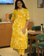 Mustard Yellow printed rayon cord set